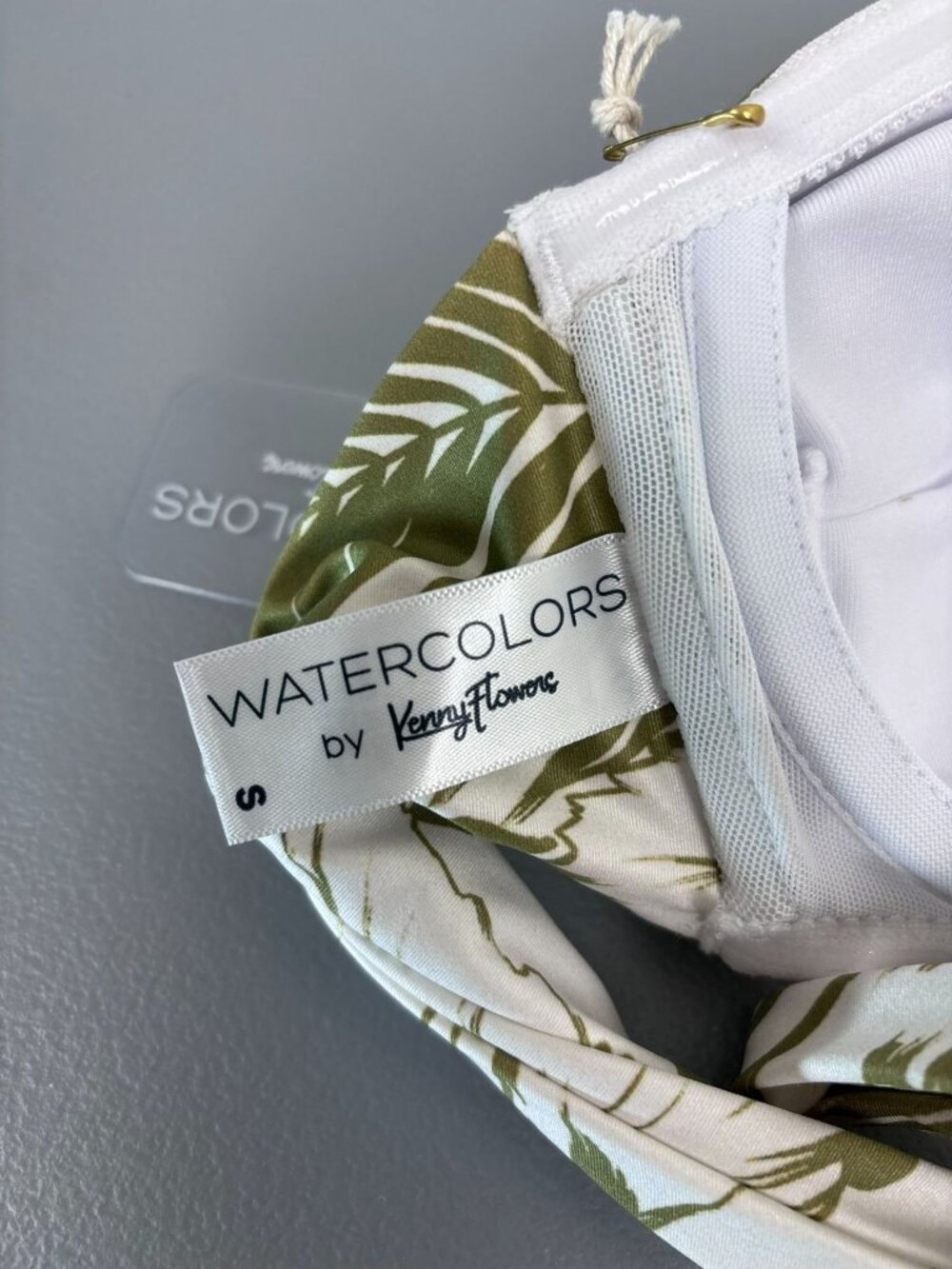 Watercolors by Kenny Flowers small green white tropical palm bandeau bikini set - Picture 5 of 6